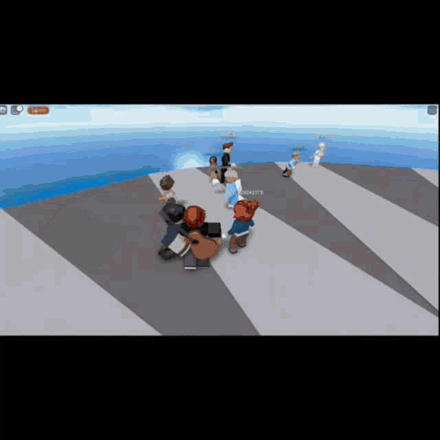 a group of people are playing a video game called roblox and one of the players is named aaron
