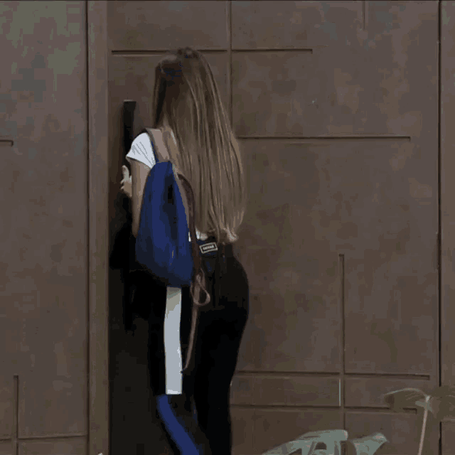 a brown door with a black handle and glass