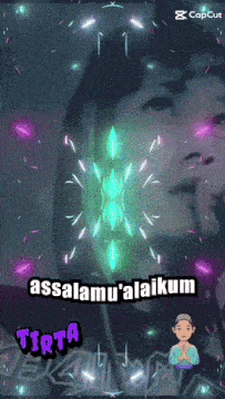 a picture of a girl with a caption that says assalamu ' alaikum