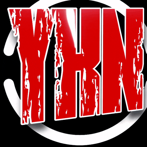 a red and white logo that says yarn
