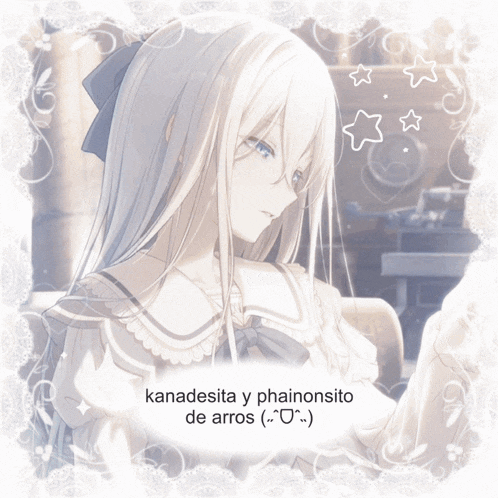 a picture of a girl with kanadesita y phaionsito de aros written below her