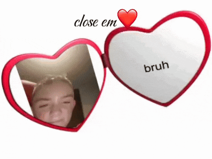 a heart shaped mirror with a picture of a girl and the words bruh on it