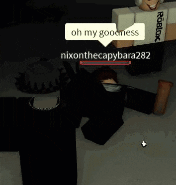 a person is standing in a dark room with a white arrow pointing to their head .
