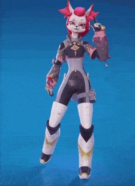 a cartoon character is dancing on a blue surface