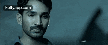 a man with a beard and mustache is looking at a laptop screen .