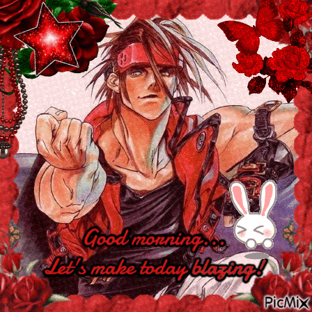 a picture of a man with the words good morning let 's make today blazing written on it