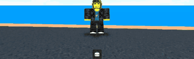 a cartoon character with a yellow face is standing on the ground