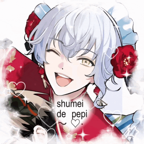 a drawing of a girl with the name shumei de pepi on the bottom