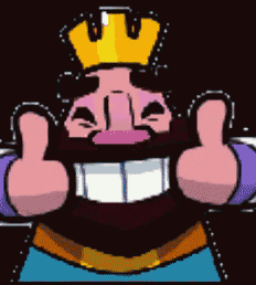 a cartoon of a king with a crown on his head giving a thumbs up