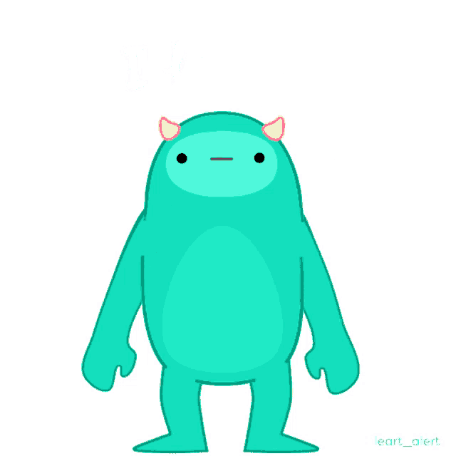 a cartoon of a monster with horns holding a pink heart above its head
