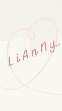 the word liany is written in pink on a white surface