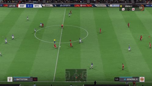a soccer game is being played between battistoni and general 6