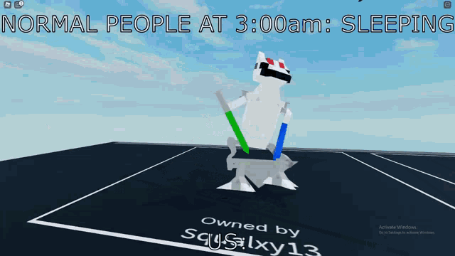 a screenshot of a video game that says normal people at 3:00am sleeping