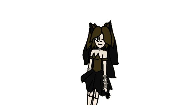 a drawing of a girl wearing a black dress
