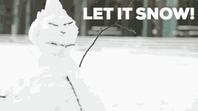 a snowman with the words let it snow behind him