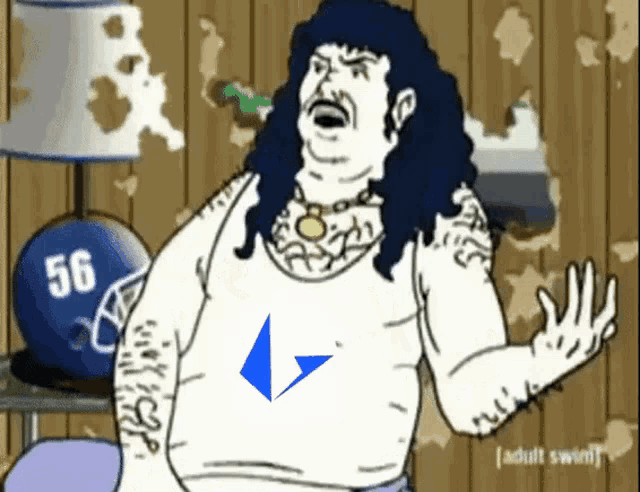 a cartoon of a man with the number 56 on his jersey