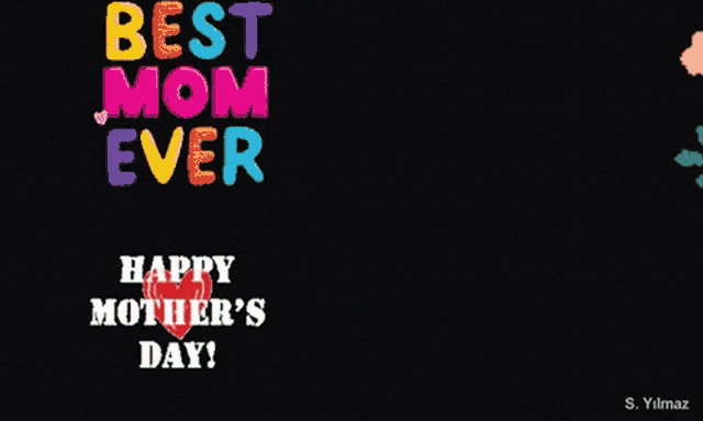 a mother 's day card with a heart and flowers