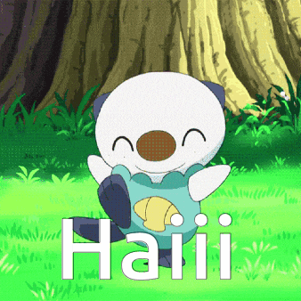 a cartoon otter with the word haii on the bottom