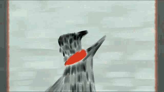 a drawing of a person with a red scarf around their neck
