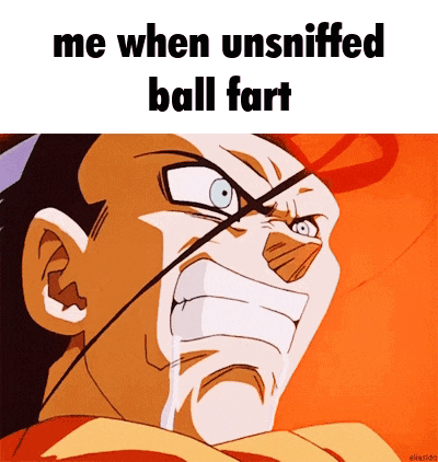 a cartoon of a man with the words " me when unsnipped ball fart "