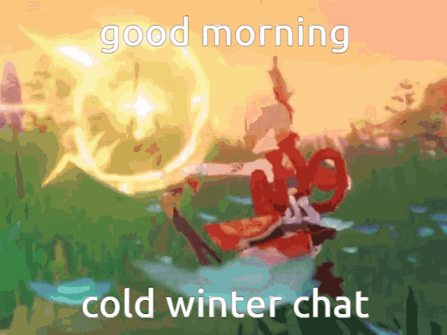 a cartoon drawing of a person with the words good morning cold winter chat