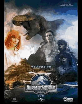 a movie poster for jurassic world 2015 with a t-rex