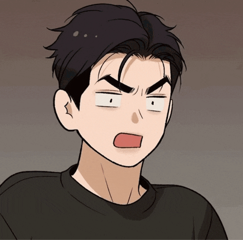 a cartoon of a man making a surprised face