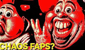 a cartoon of a man with a big mouth making a funny face .