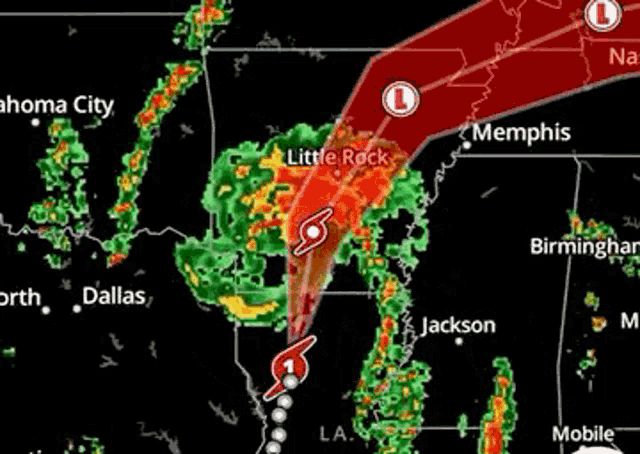 a map of the united states showing the location of the little rock hurricane