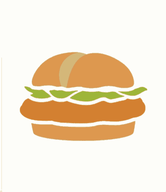 an illustration of a chicken sandwich with lettuce and ranch