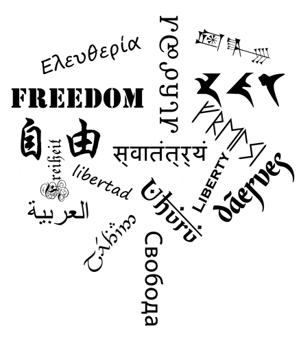 the word freedom is surrounded by many other words