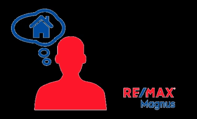 a silhouette of a man with a house in a thought bubble above his head