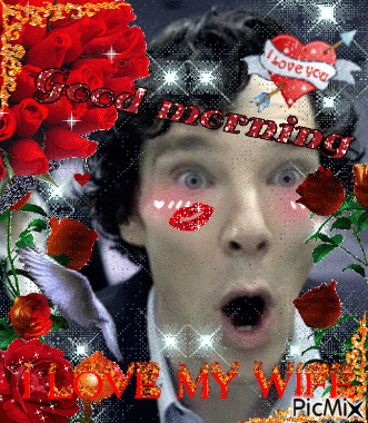 a man with a surprised look on his face is surrounded by red roses and says good morning