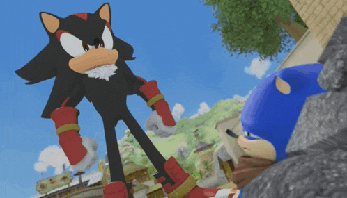 shadow the hedgehog and sonic the hedgehog in a video game scene