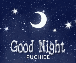 a night sky with a crescent moon and stars and the words good night