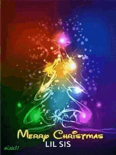a colorful christmas tree with the words merry christmas lil sis on the bottom