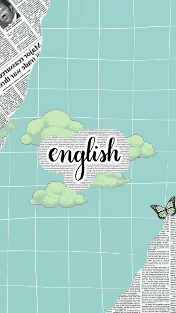 the word english is on a green background