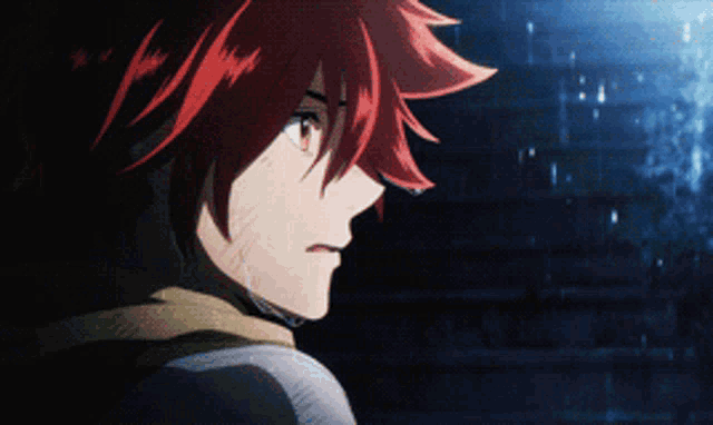 a close up of a person with red hair and yellow eyes