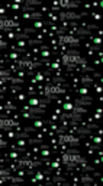 a seamless pattern with green and white dots on a black background