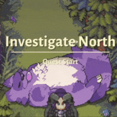 a video game called investigate north shows a purple monster
