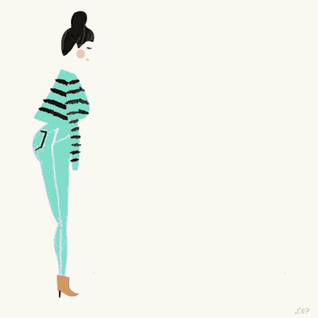 a cartoon drawing of two women standing next to each other with the number 7 on their butt