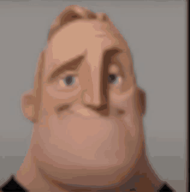 a close up of a cartoon character 's face with a slight smile .