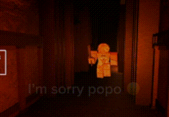 a cartoon character is standing in front of a statue and says i 'm sorry pop