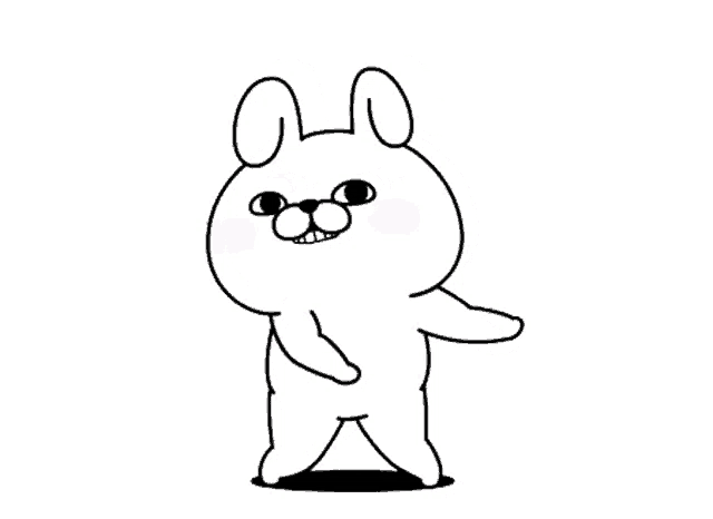 a black and white drawing of a bunny rabbit standing on its hind legs with its arms crossed .