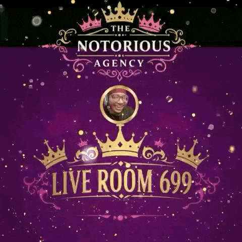 a purple poster for the notorious agency live room