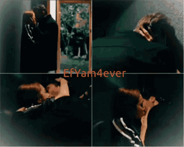 a picture of a man and woman kissing with the words efyam4ever above them