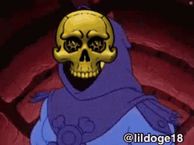 a picture of a cartoon character with a skull on his head