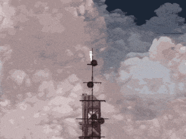 a drawing of a tower with a lightning bolt on top