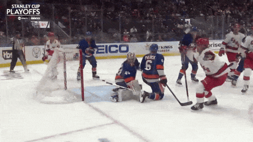 a hockey game is being played in a stanley cup playoffs game