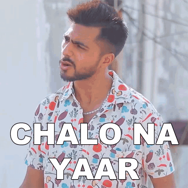 a man with a beard wearing a shirt that says chalo na yaar on it